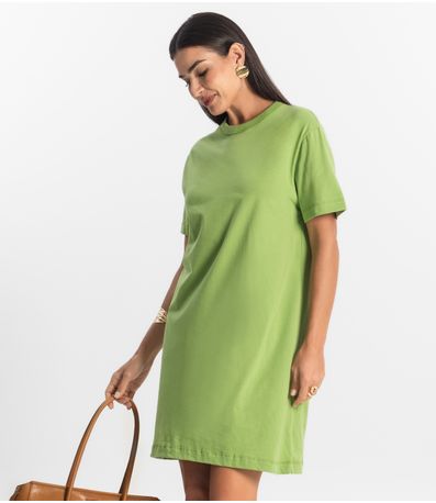 Vestido Básico T-Shirt Feminino Rovitex Verde