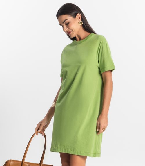 Vestido Básico T-Shirt Feminino Rovitex Verde