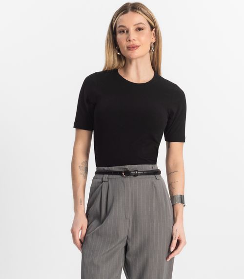 Blusa Básica Feminina Cotton Leve Rovitex Preto