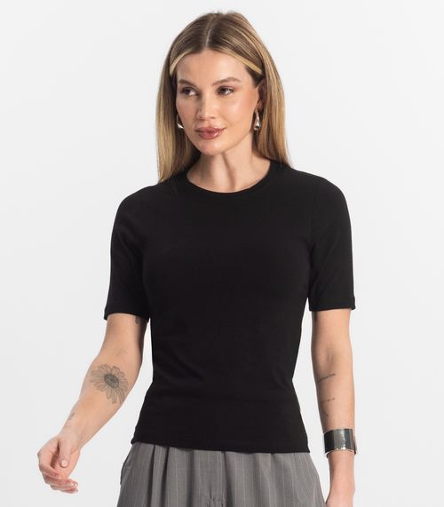 Blusa Básica Feminina Cotton Leve Rovitex Preto