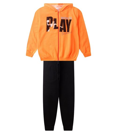 Conjunto De Moletom Masculino Com Capuz Kappes Laranja