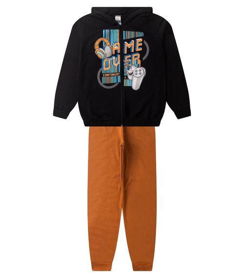 Conjunto De Moletom Masculino Com Capuz Kappes Preto