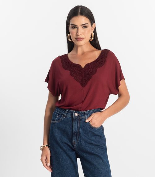 Blusa Feminina Manga Curta Viscotorcion Select Vermelho