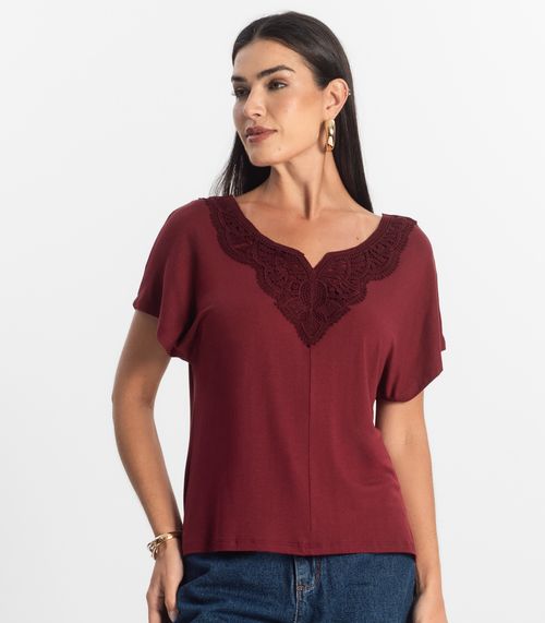 Blusa Feminina Manga Curta Viscotorcion Select Vermelho