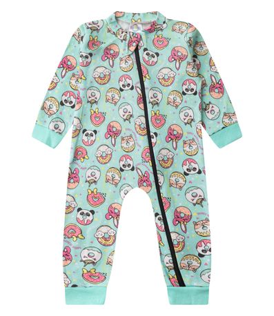 Macacao Infantil Manga Longa Com Ziper Kappes Azul