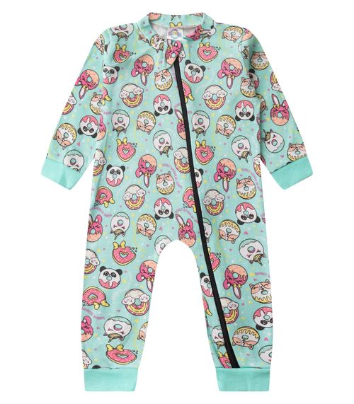 Macacao Infantil Manga Longa Com Ziper Kappes Azul