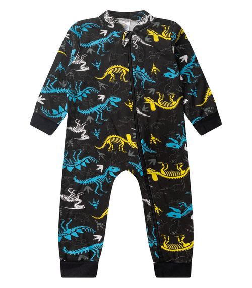Macacao Infantil Manga Longa Com Ziper Kappes Preto