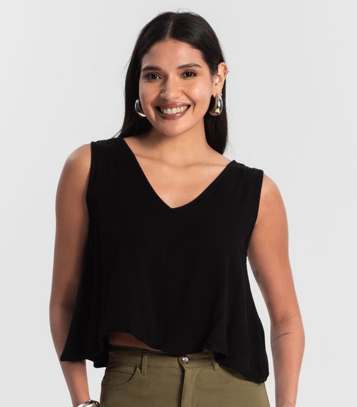 Regata Feminina de Viscose Preto