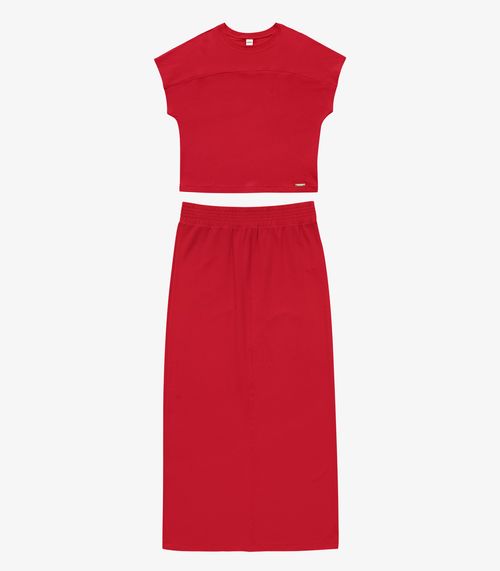 Conjunto Blusa Com Saia Rovitex Vermelho