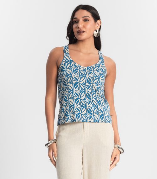 Regata Nadador Estampada Feminina Azul