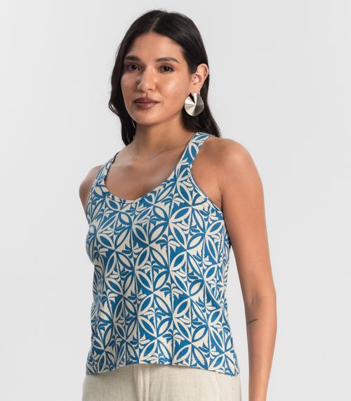 Regata Nadador Estampada Feminina Azul