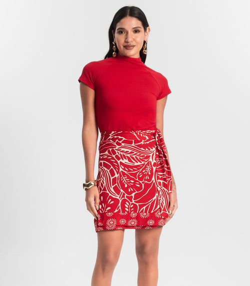 Saia Pareô Curta Feminina Estampada Rovitex Vermelho