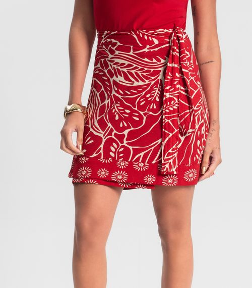 Saia Pareô Curta Feminina Estampada Rovitex Vermelho