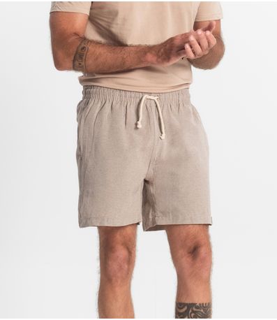 Bermuda Masculina Com Elástico E Bolsos Shift Bege