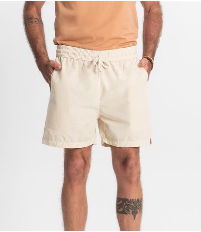 Bermuda Masculina Com Elástico E Bolsos Shift Bege