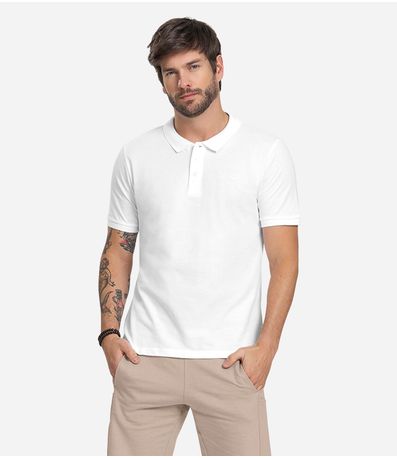 Camisa Polo Masculina Em Piquet Diametro Branco