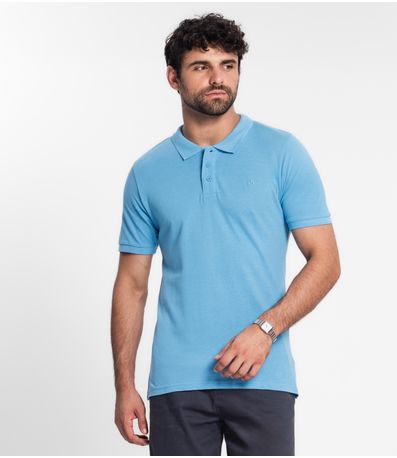 Camisa Polo Masculina Em Piquet Diametro Azul