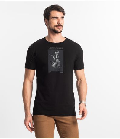 Camiseta Masculina Meia Malha Diametro Preto