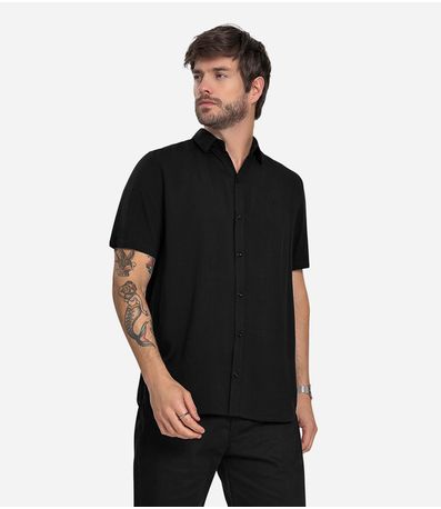 Camisa Masculina Viscolinho Diametro Preto