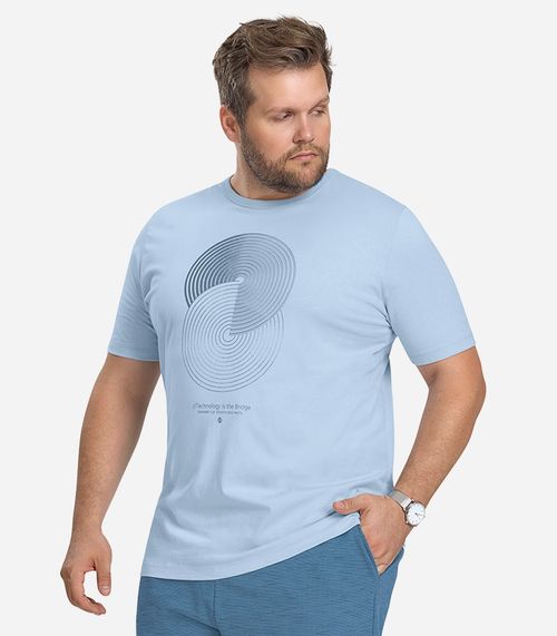 Camiseta Masculina Plus Size Meia Malha Diametro Azul