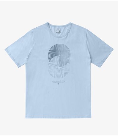 Camiseta Masculina Plus Size Meia Malha Diametro Azul