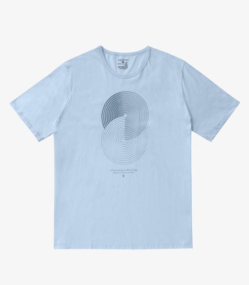 Camiseta Masculina Plus Size Meia Malha Diametro Azul