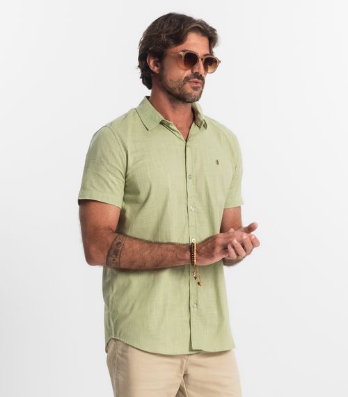 Camisa Masculina Tricoline Diametro Verde