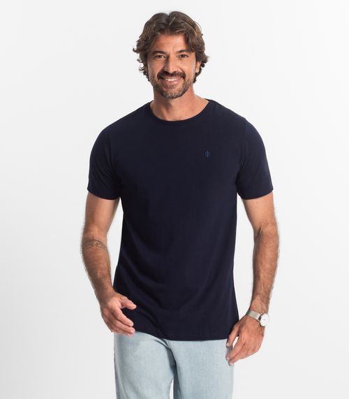 Camiseta Masculina Plus Size Meia Malha Diametro Azul