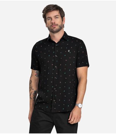 Camisa Masculina Viscose Diamentro Preto