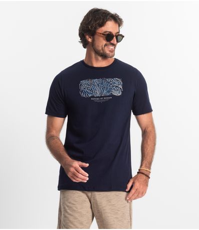 Camiseta Masculina Meia Malha Diametro Azul