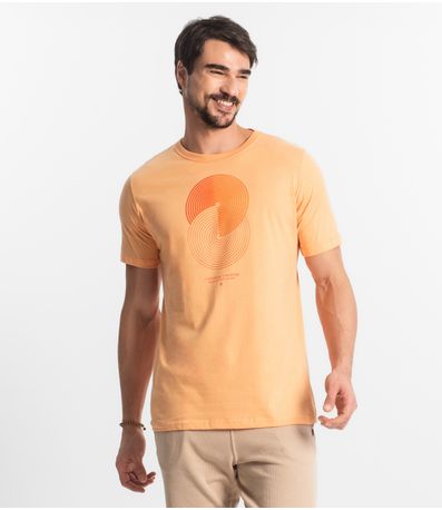 Camiseta Masculina Meia Malha Diametro Laranja
