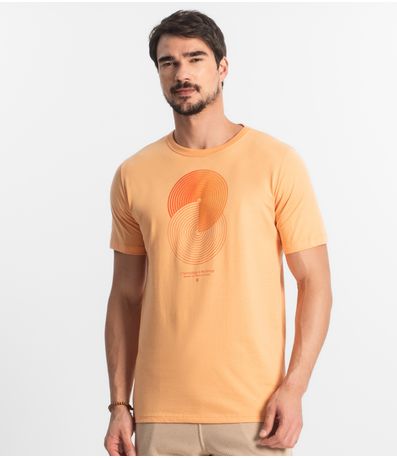 Camiseta Masculina Meia Malha Diametro Laranja