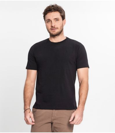 Camiseta Masculina Plus Size Meia Malha Diametro Preto