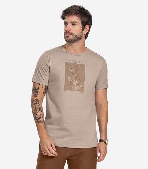 Camiseta Masculina Meia Malha Diametro Marrom