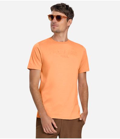 Camiseta Masculina Meia Malha Diametro Laranja