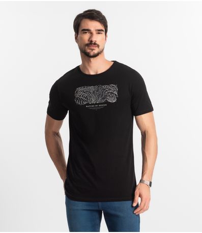 Camiseta Masculina Meia Malha Diametro Preto