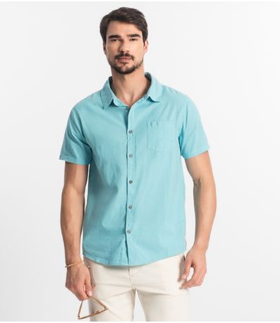 Camisa Masculina Em Tricoline Diametro Azul