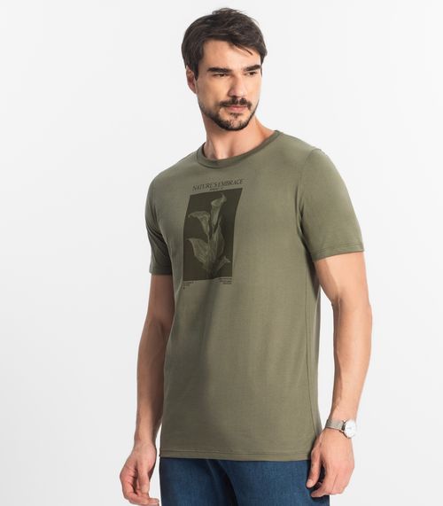 Camiseta Masculina Meia Malha Diametro Verde
