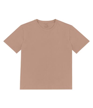 Camiseta Masculina Plus Size Meia Malha Diametro Marrom