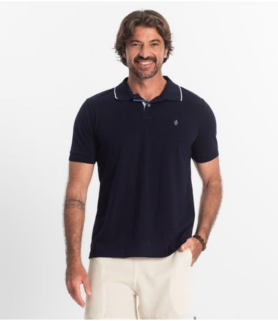 Polo Masculina Pique Diametro Azul