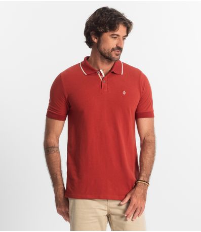 Polo Masculina Pique Diametro Vermelho