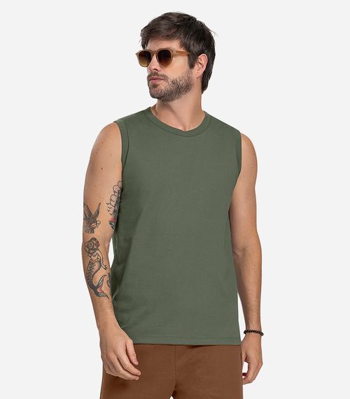 Regata Masculina Básico Meia Malha Diametro Verde