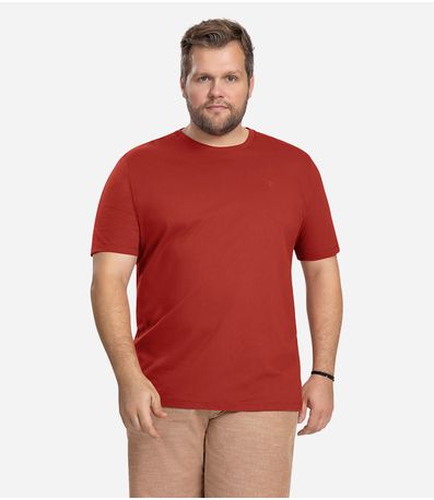 Camiseta Masculina Plus Size Meia Malha Diametro Vermelho