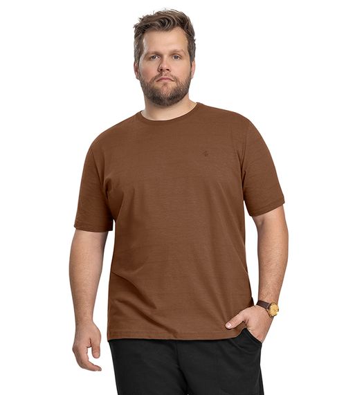 Camiseta Básica Masculina Plus Size Diametro Marrom