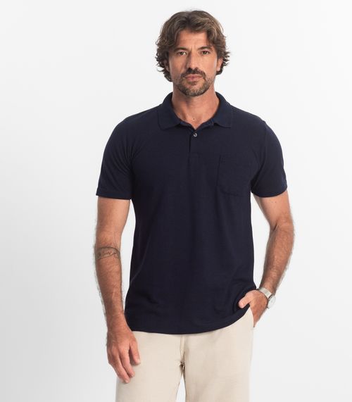 Polo Masculina Pique Diametro Azul