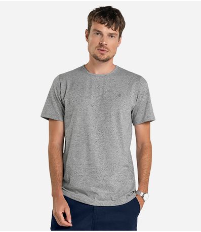 Camiseta Masculina Básica Malha Botonê Diametro Cinza