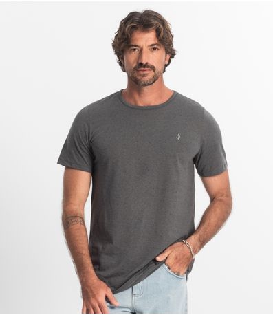 Camiseta Masculina Básica Malha Botonê Diametro Cinza