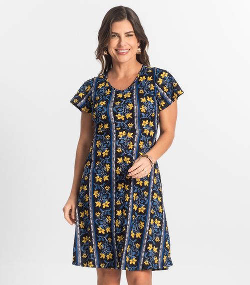 Vestido Feminino Evasê Estampado Select Azul