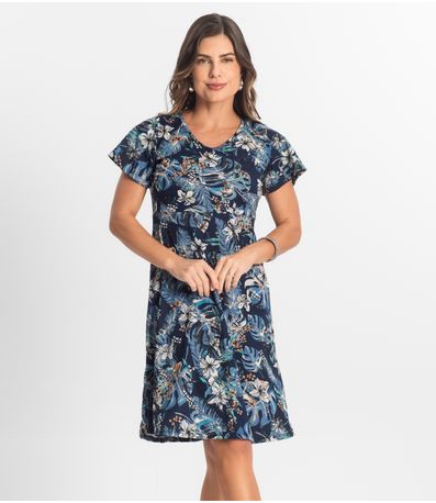 Vestido Feminino Evasê Estampado Select Azul