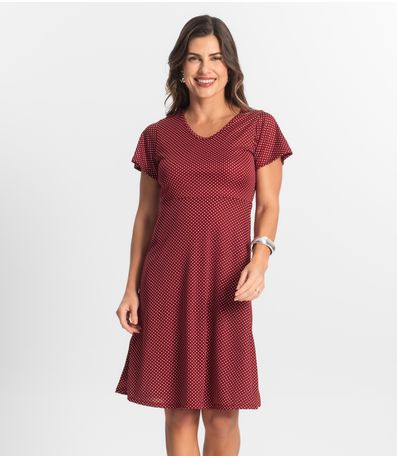 Vestido Feminino Evasê Estampado Select Vermelho